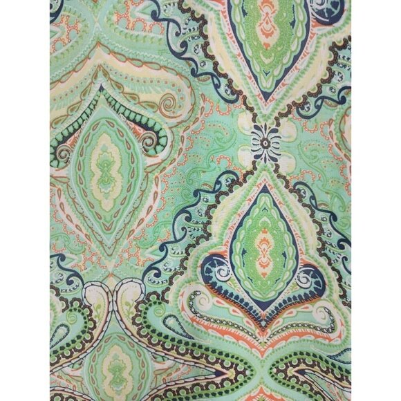 Maria Gabrielle Womens BOHO Tunic Top Size 1X Green Paisley Chiffon Sharkbite - Picture 6 of 9